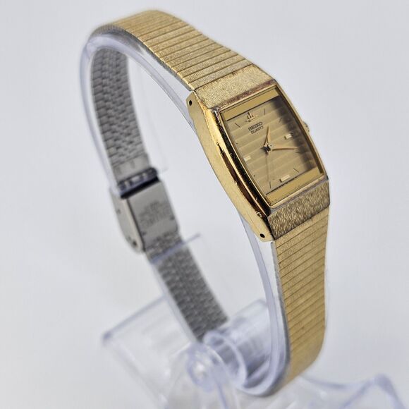 VTG Seiko Women Watch 20MM Gold Dial Bracelet Band‎ Up to 7.5\